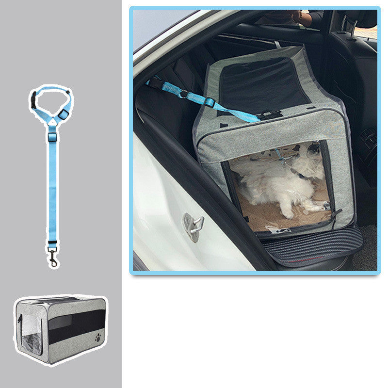 Folding Fabric Pet Travel Carrier Bag with Safety Zippers - For Cats & Dogs