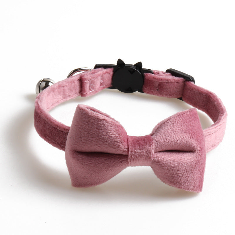 Elegant Velvet Dog Collar with Bowknot – Adjustable Soft Pet Collar for Small Dogs & Puppies