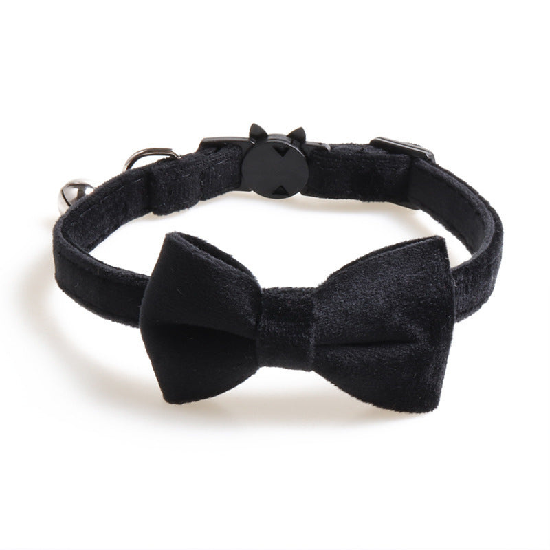 Elegant Velvet Dog Collar with Bowknot – Adjustable Soft Pet Collar for Small Dogs & Puppies