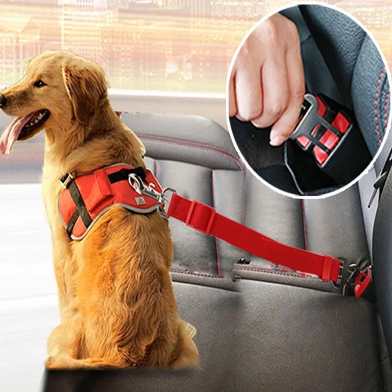 Adjustable Pet Car Seat Belt – Universal Safety Harness Lead Clip for Cats & Dogs