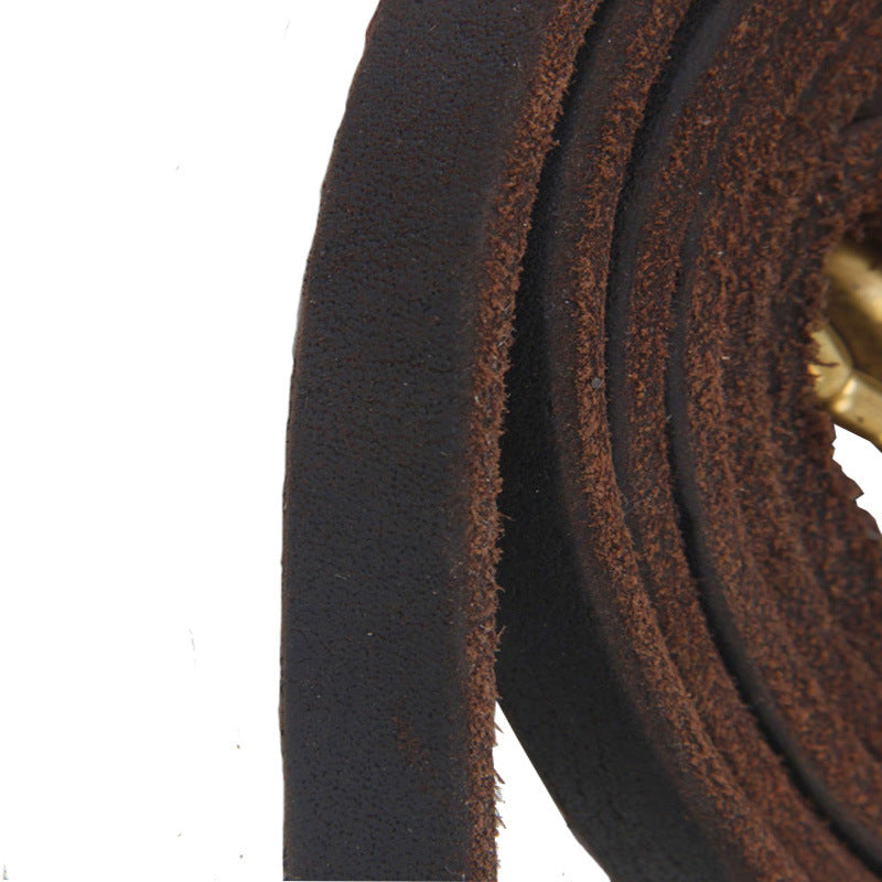 Leather Dog Training Chain Leash – 2-Meter Widened Traction Rope for Medium & Large Dogs