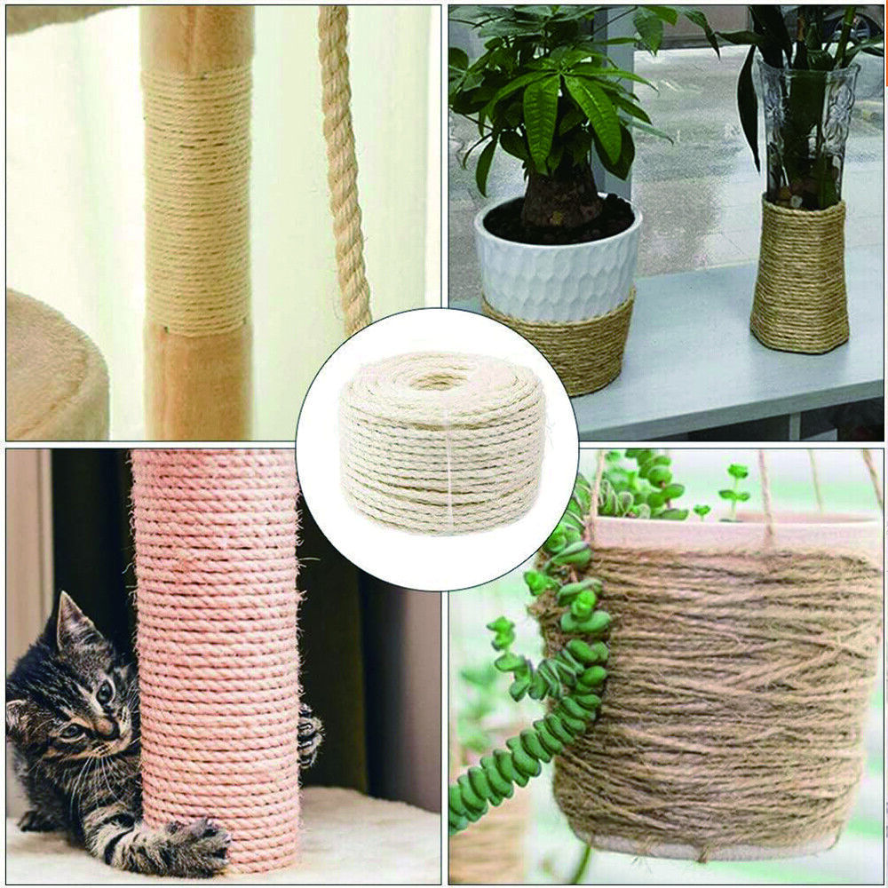 60m Natural Sisal Rope for Cat Scratching Posts – DIY Repair & Furniture Protection Rope (5mm Thick)