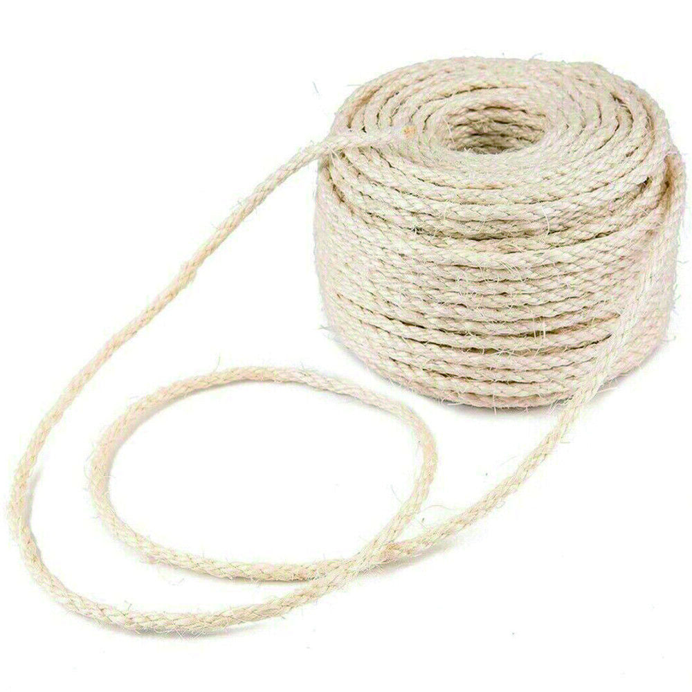 60m Natural Sisal Rope for Cat Scratching Posts – DIY Repair & Furniture Protection Rope (5mm Thick)