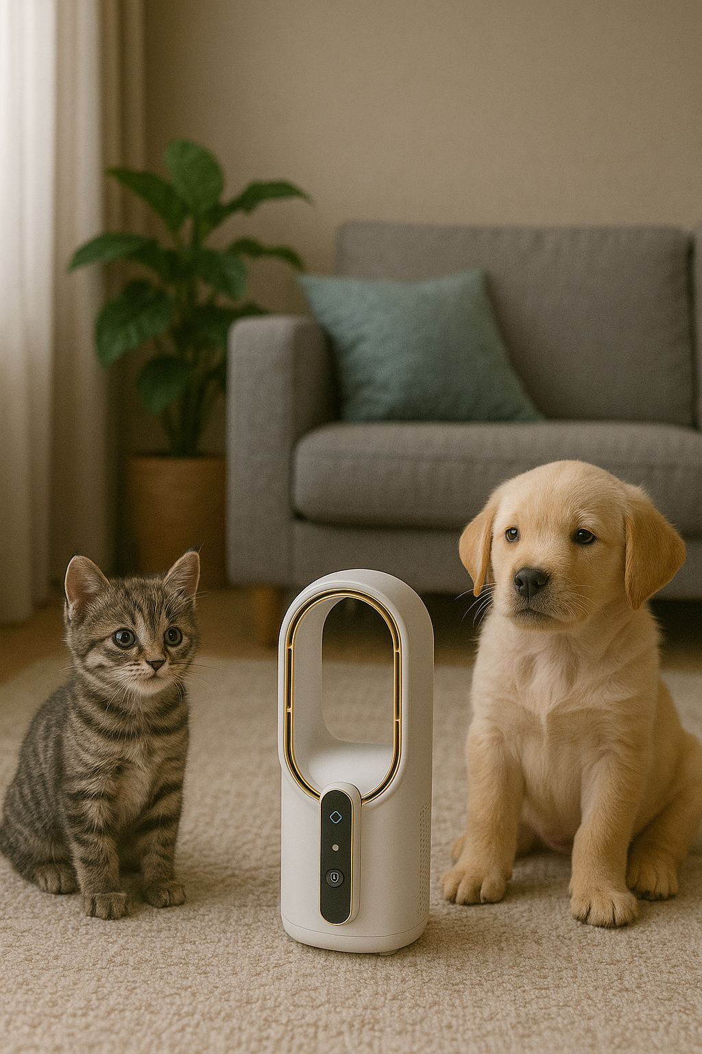 Bladeless Pet Cooling Fan – Quiet, Portable USB Fan for Cats & Dogs