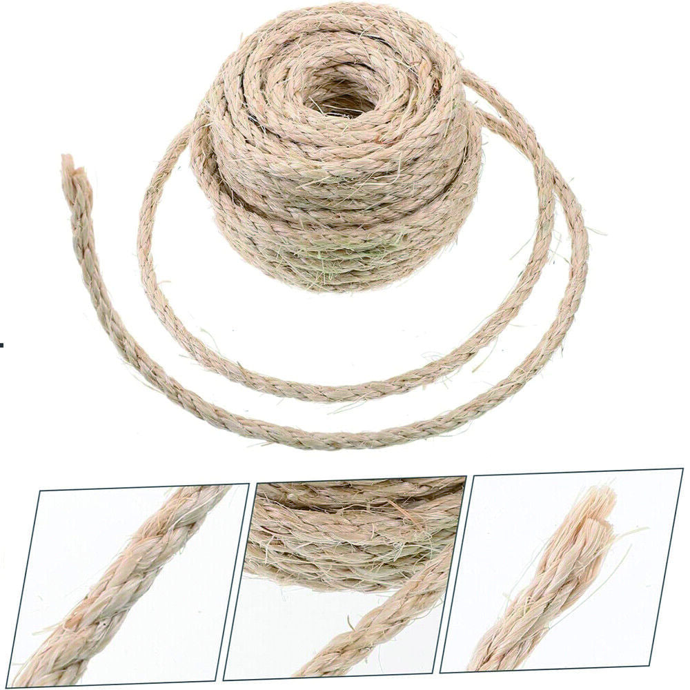 60m Natural Sisal Rope for Cat Scratching Posts – DIY Repair & Furniture Protection Rope (5mm Thick)