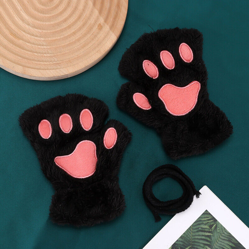 Women’s Cat Paw Fingerless Mittens – Cute & Warm Bear Claw Winter Gloves for Cosy Comfort