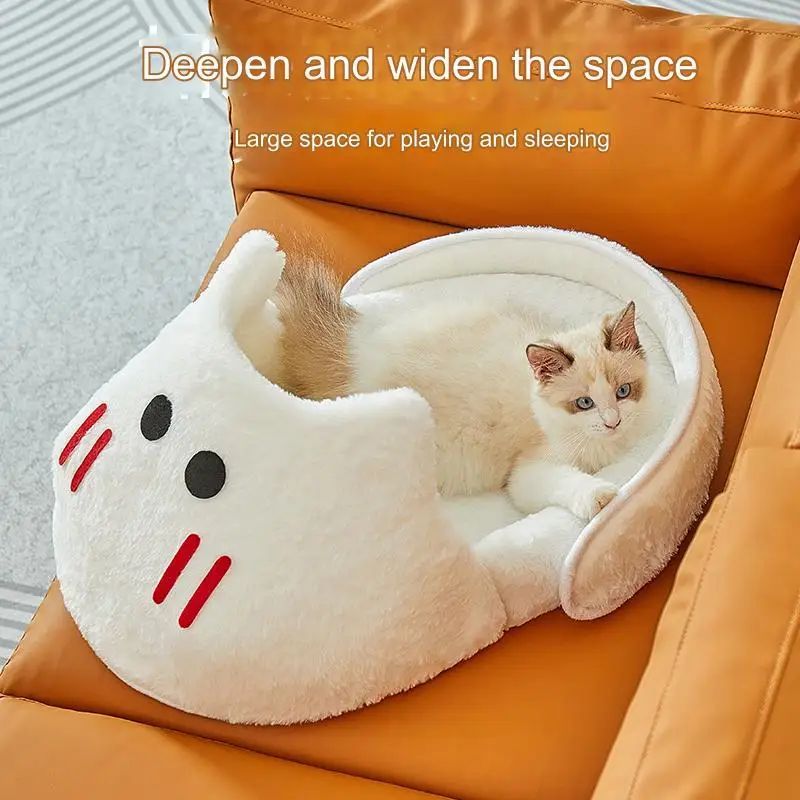 2-in-1 Portable Plush Slipper Cat Bed – Soft Covered Pet Mattress & Nest for Cats and Small Dogs