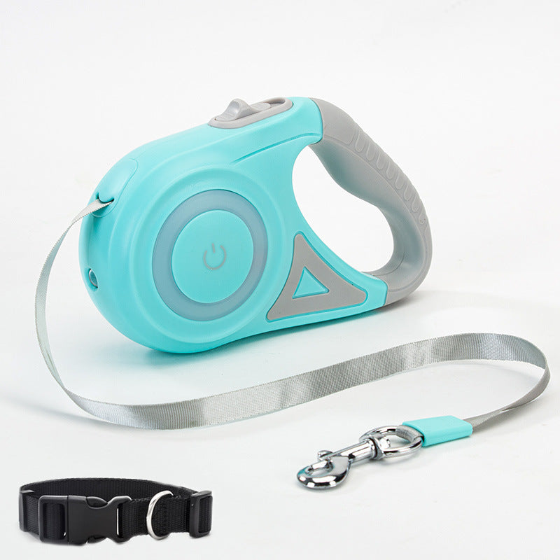 Retractable Dog Leash with Spotlight & Collar – Automatic Traction Rope for Small & Medium Dogs