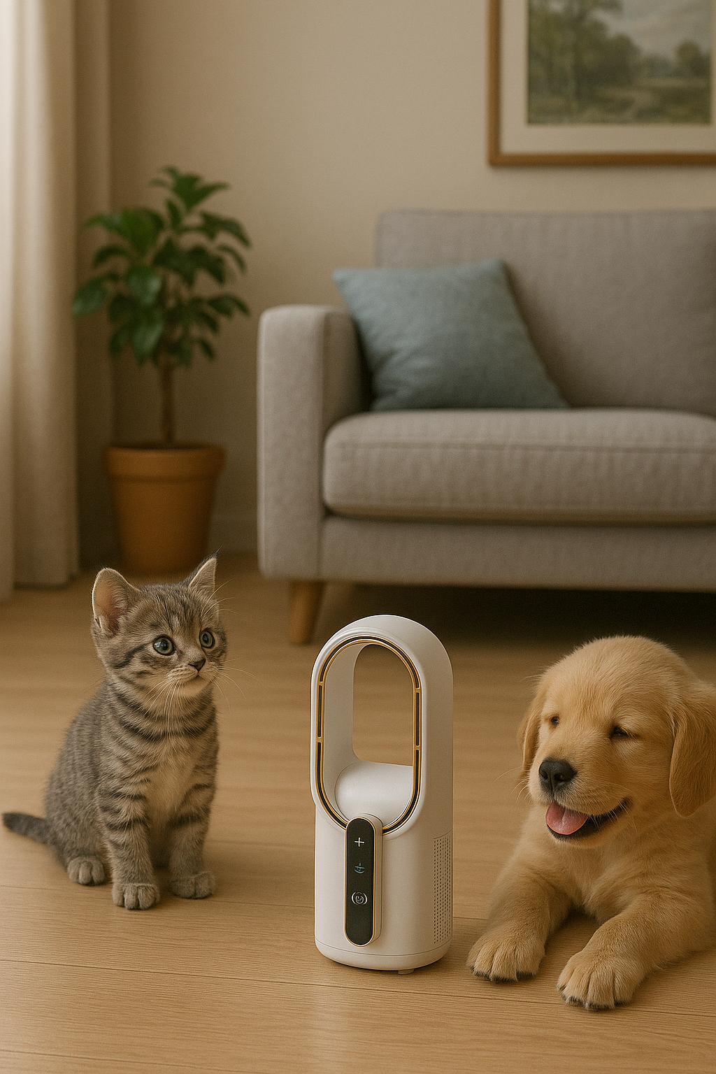 Bladeless Pet Cooling Fan – Quiet, Portable USB Fan for Cats & Dogs