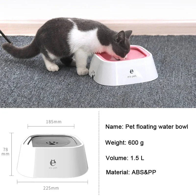Floating Dog Water Bowl – Non-Spill, Non-Wet Design, Anti-Skid, Large 1.5L Capacity for Cats and Dogs