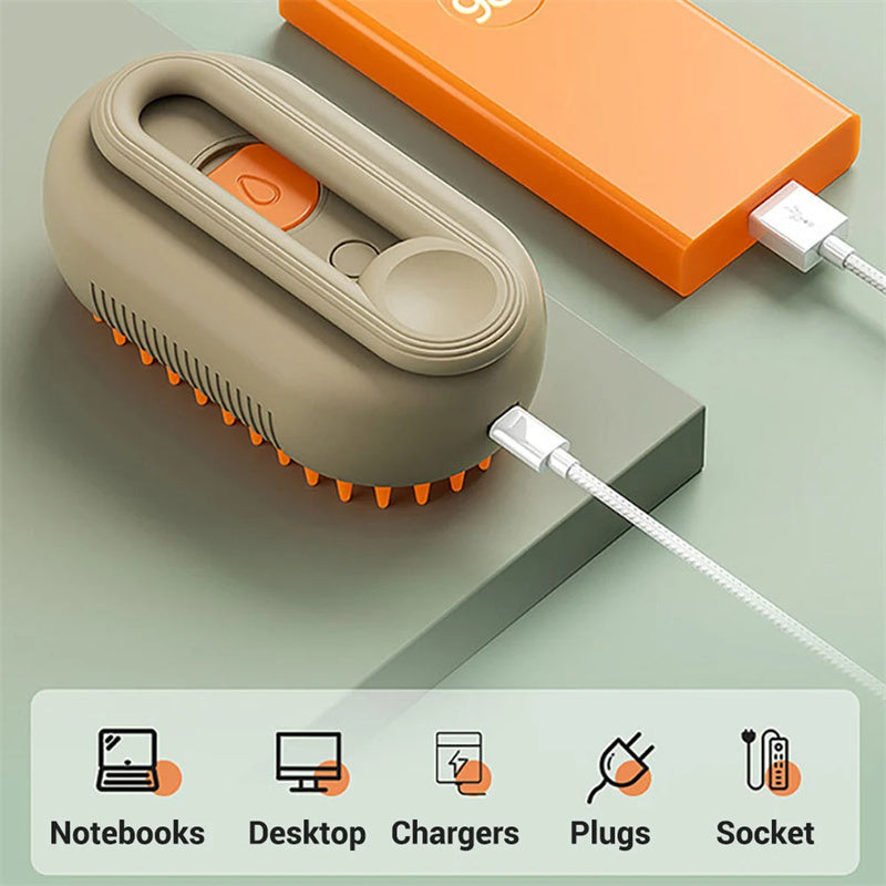 3-in-1 Electric Steam Brush for Pets – Cat & Dog Grooming Comb, Hair Removal, and Massage with Spray Function