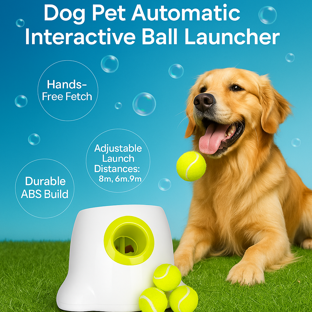Dog Pet Automatic Interactive Ball Launcher – Fetch Machine with Adjustable Launch Distance
