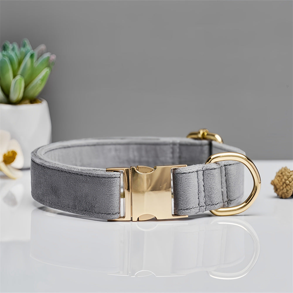 Solid Colour Pet Collar & Leash Set – Simple Polyester Dog Collar with Matching Lead for Everyday Walks