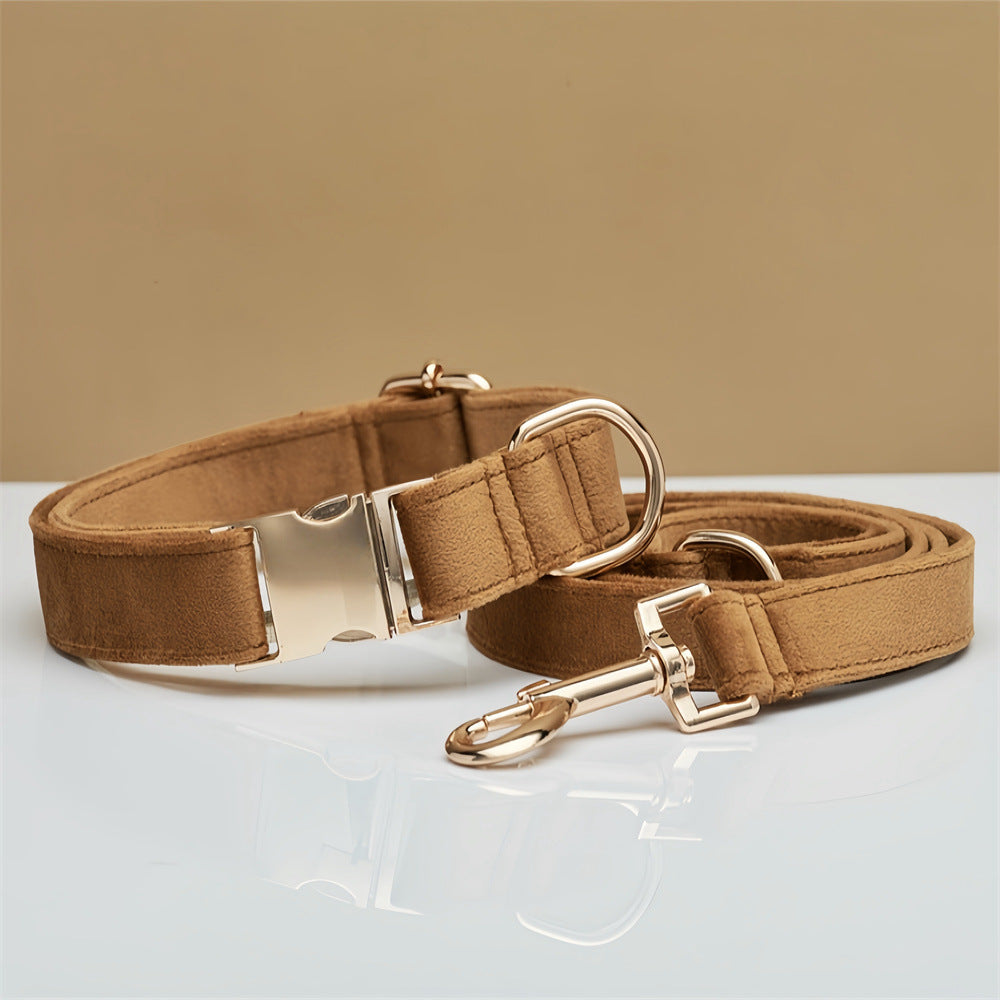 Solid Colour Pet Collar & Leash Set – Simple Polyester Dog Collar with Matching Lead for Everyday Walks