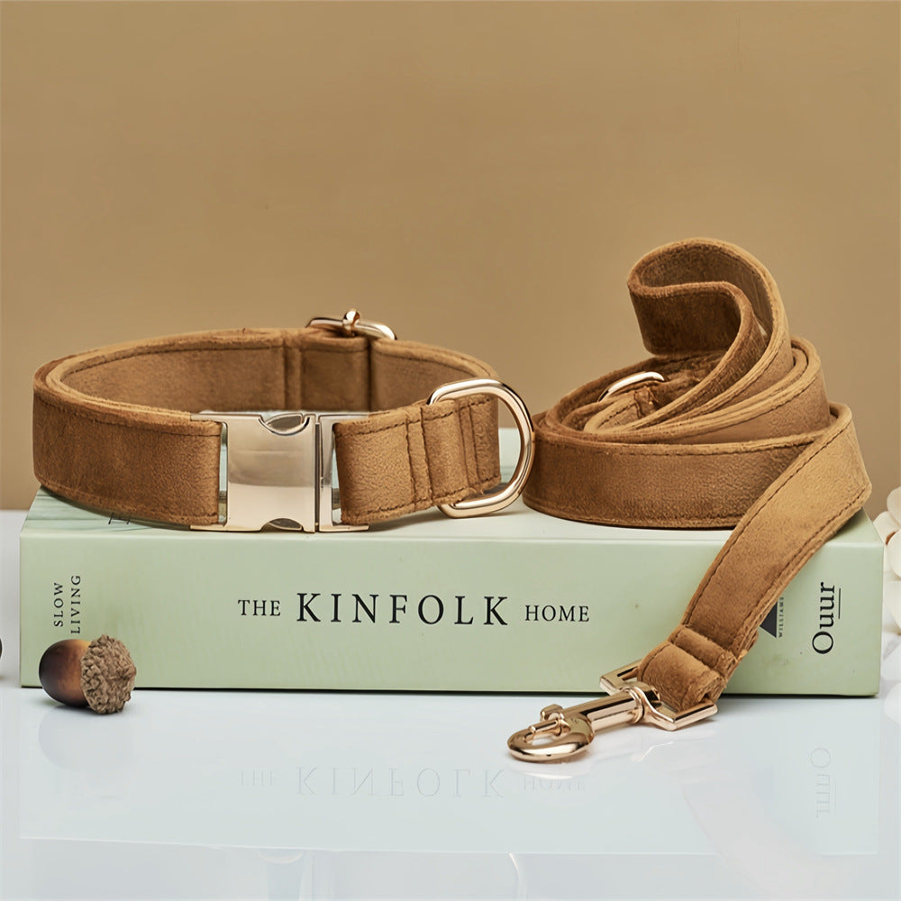 Solid Colour Pet Collar & Leash Set – Simple Polyester Dog Collar with Matching Lead for Everyday Walks