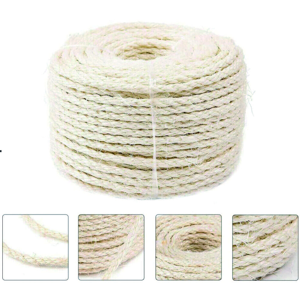 60m Natural Sisal Rope for Cat Scratching Posts – DIY Repair & Furniture Protection Rope (5mm Thick)