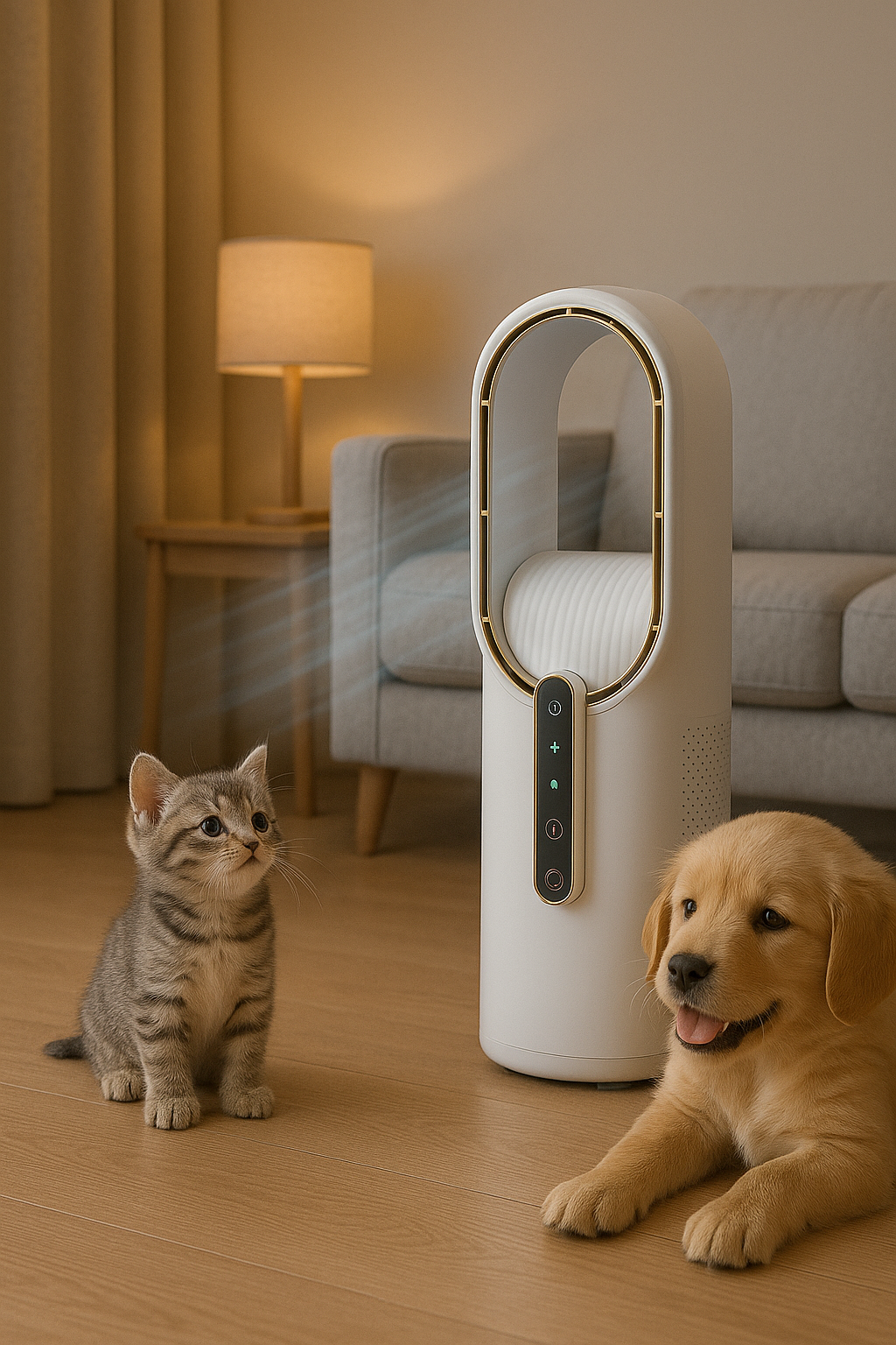 Bladeless Pet Cooling Fan – Quiet, Portable USB Fan for Cats & Dogs