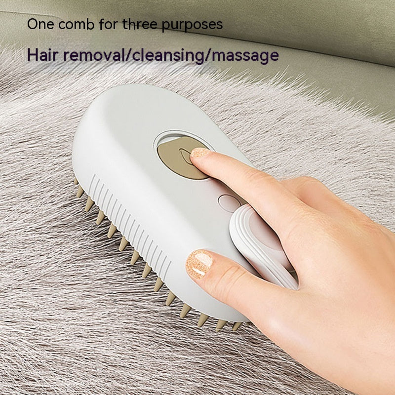 3-in-1 Electric Steam Brush for Pets – Cat & Dog Grooming Comb, Hair Removal, and Massage with Spray Function