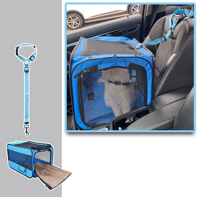 Folding Fabric Pet Travel Carrier Bag with Safety Zippers - For Cats & Dogs