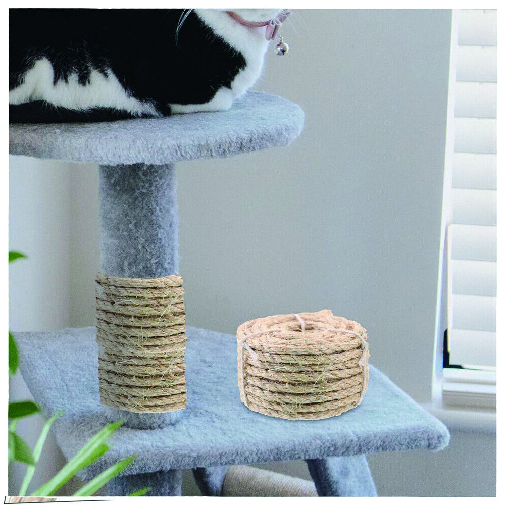 60m Natural Sisal Rope for Cat Scratching Posts – DIY Repair & Furniture Protection Rope (5mm Thick)