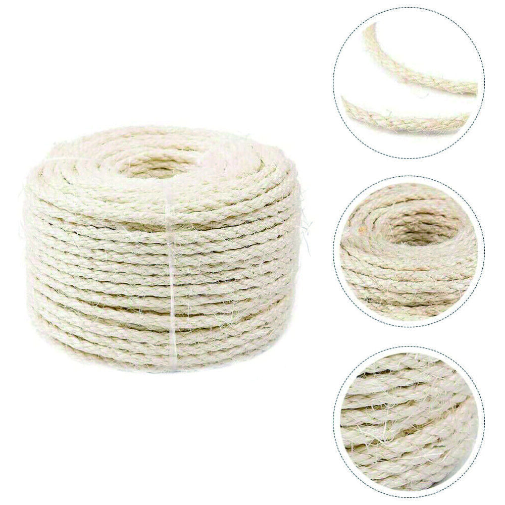 60m Natural Sisal Rope for Cat Scratching Posts – DIY Repair & Furniture Protection Rope (5mm Thick)