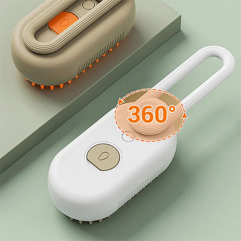 3-in-1 Electric Steam Brush for Pets – Cat & Dog Grooming Comb, Hair Removal, and Massage with Spray Function