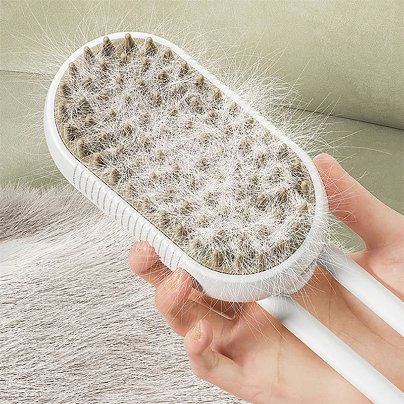 3-in-1 Electric Steam Brush for Pets – Cat & Dog Grooming Comb, Hair Removal, and Massage with Spray Function