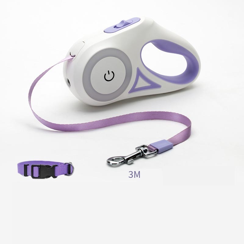 Retractable Dog Leash with Spotlight & Collar – Automatic Traction Rope for Small & Medium Dogs
