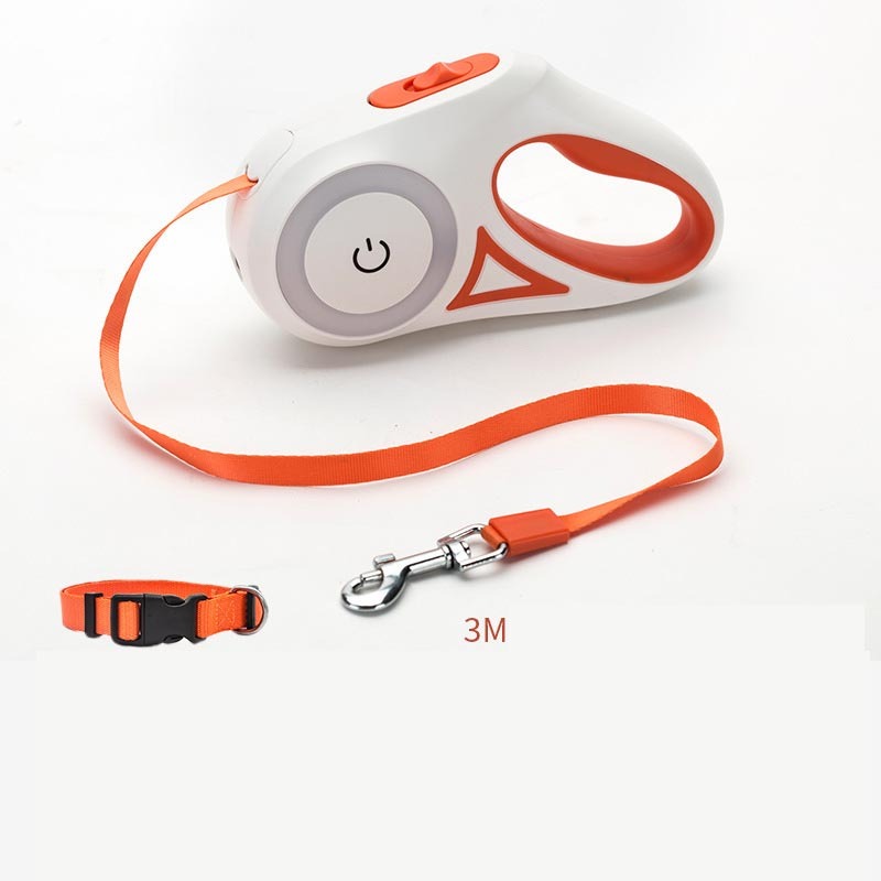 Retractable Dog Leash with Spotlight & Collar – Automatic Traction Rope for Small & Medium Dogs