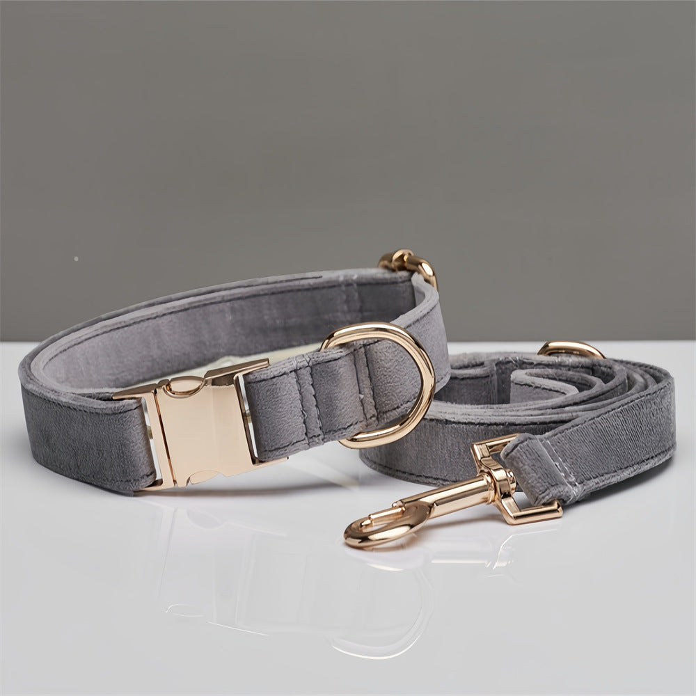 Solid Colour Pet Collar & Leash Set – Simple Polyester Dog Collar with Matching Lead for Everyday Walks