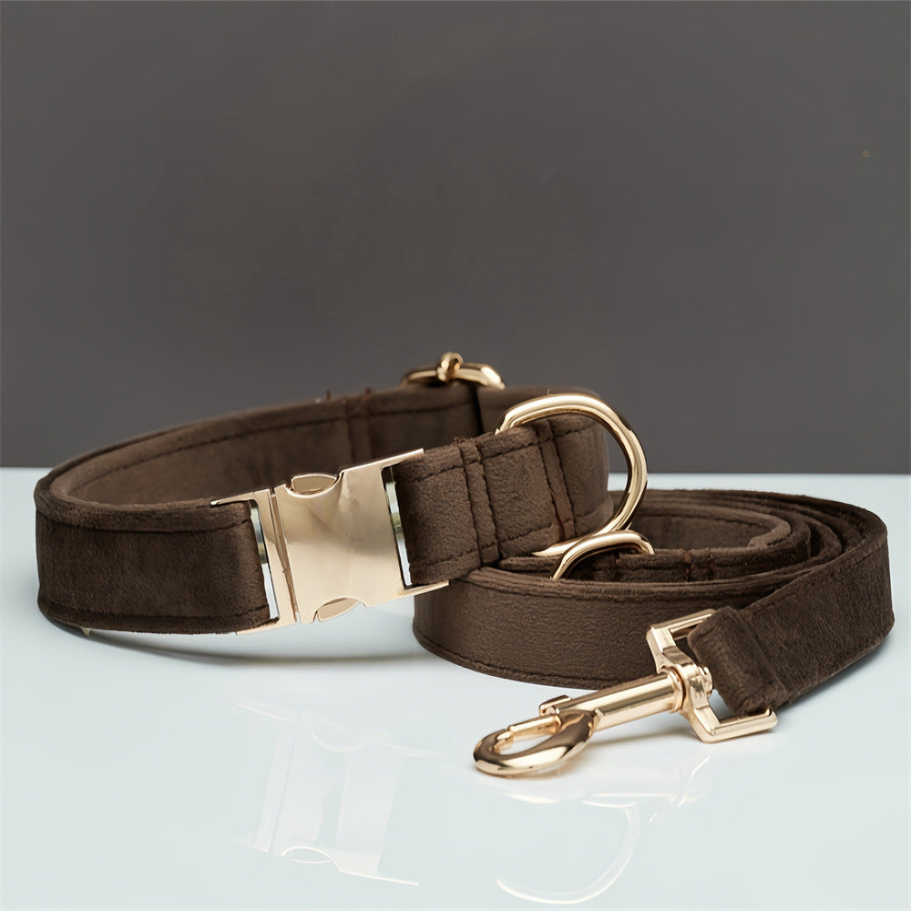 Solid Colour Pet Collar & Leash Set – Simple Polyester Dog Collar with Matching Lead for Everyday Walks