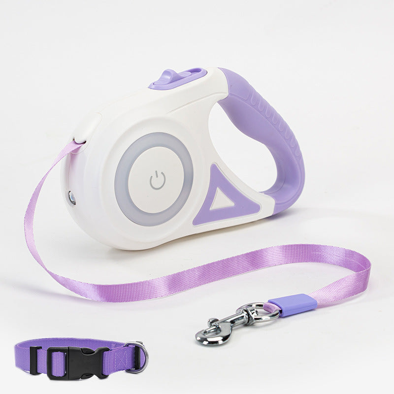 Retractable Dog Leash with Spotlight & Collar – Automatic Traction Rope for Small & Medium Dogs
