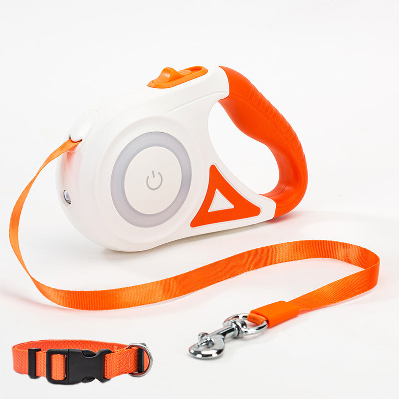 Retractable Dog Leash with Spotlight & Collar – Automatic Traction Rope for Small & Medium Dogs